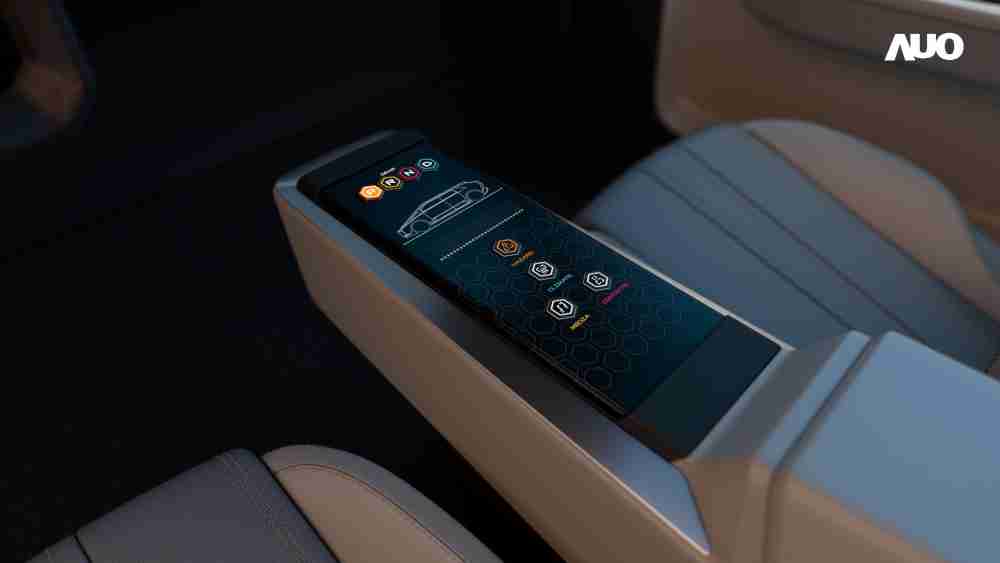 NG大舞台以人性化设计打造多变形态中控显示(Morphing Center Control)，，不使用时仅平面显示信息，，，，进行操作时，，显示器则会动态隆起，，转变成3D实体按钮，，，并有触觉回馈，，展示人机互动新体验